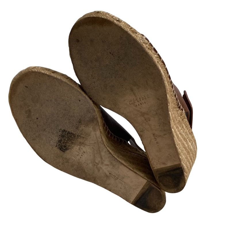 CELINE Fibie Period Espadrilles Open Toe Leather Sandals Size 35 Approx 22cm