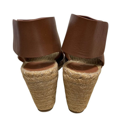 CELINE Fibie Period Espadrilles Open Toe Leather Sandals Size 35 Approx 22cm
