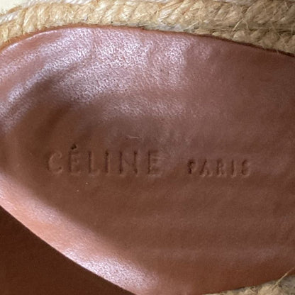 CELINE Fibie Period Espadrilles Open Toe Leather Sandals Size 35 Approx 22cm