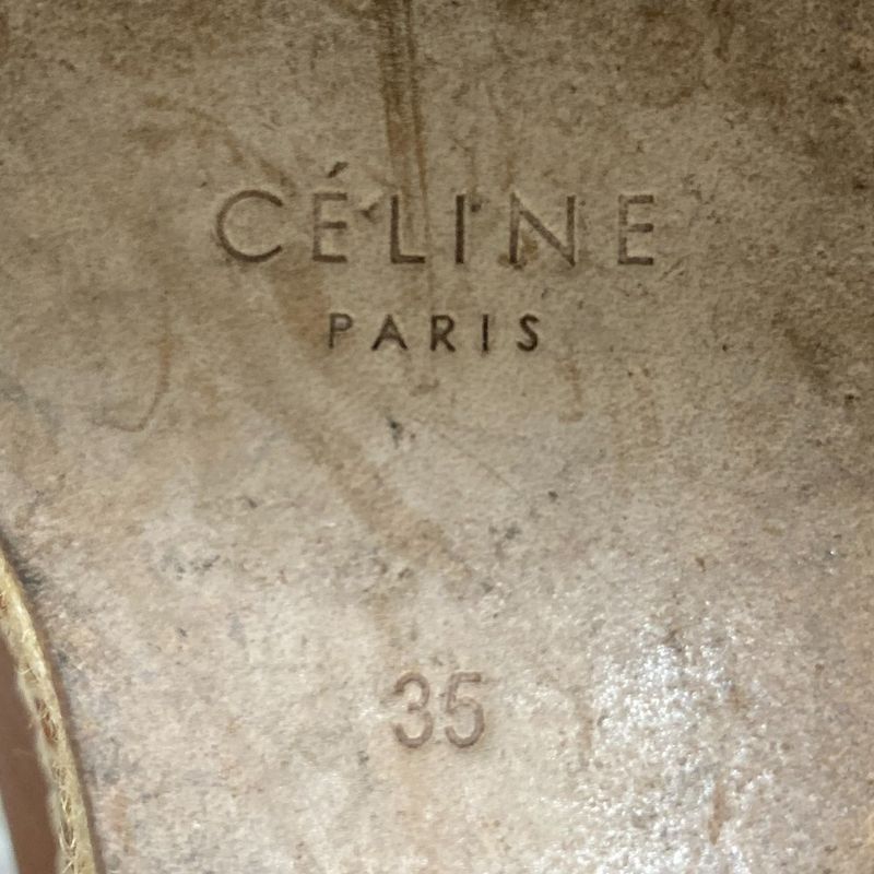 CELINE Fibie Period Espadrilles Open Toe Leather Sandals Size 35 Approx 22cm
