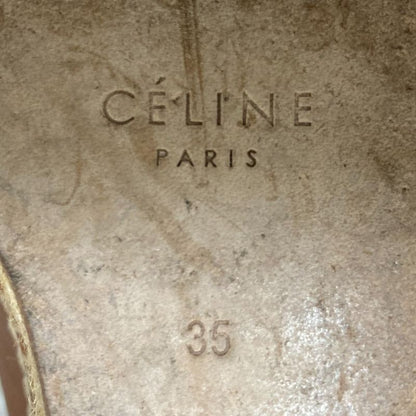 CELINE Fibie Period Espadrilles Open Toe Leather Sandals Size 35 Approx 22cm