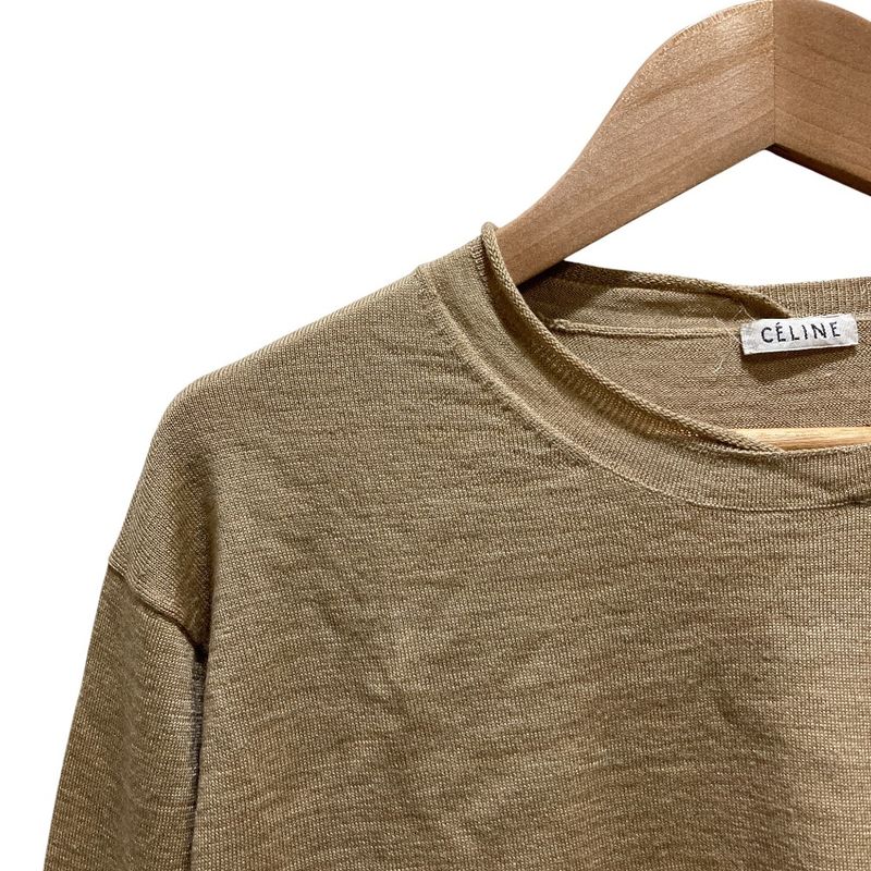 CELINE Phoebe Period Wool Silk Knit Cut And Sew - L Size Beige Ladies Used