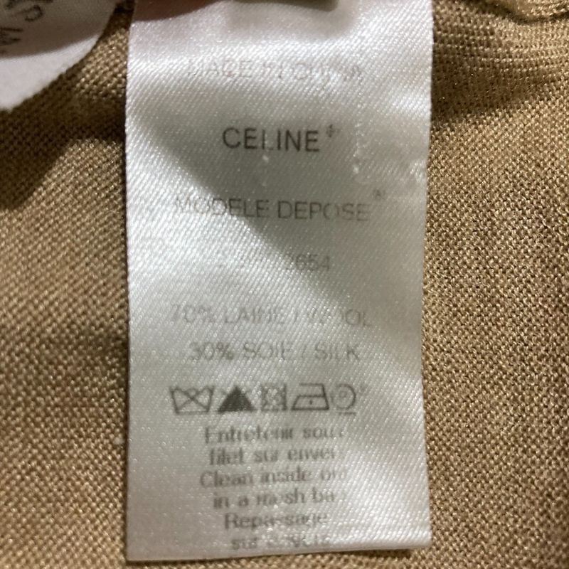 CELINE Phoebe Period Wool Silk Knit Cut And Sew - L Size Beige Ladies Used