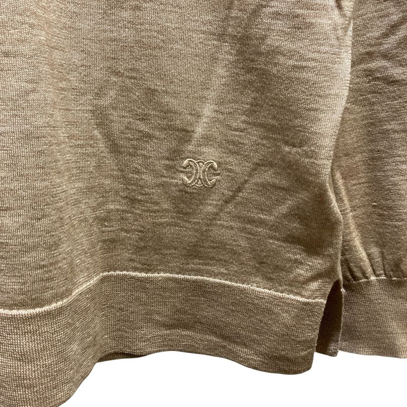 CELINE Phoebe Period Wool Silk Knit Cut And Sew - L Size Beige Ladies Used