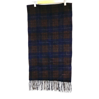 HERMES 100% Cashmere Check Muffler - Brown Navy - Men's Women's Used