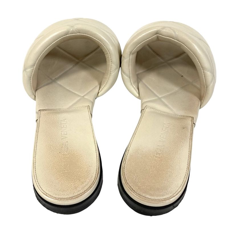 BOTTEGA VENETA Lido Square Toe Flat Sandals 35 Approx 22cm Off White