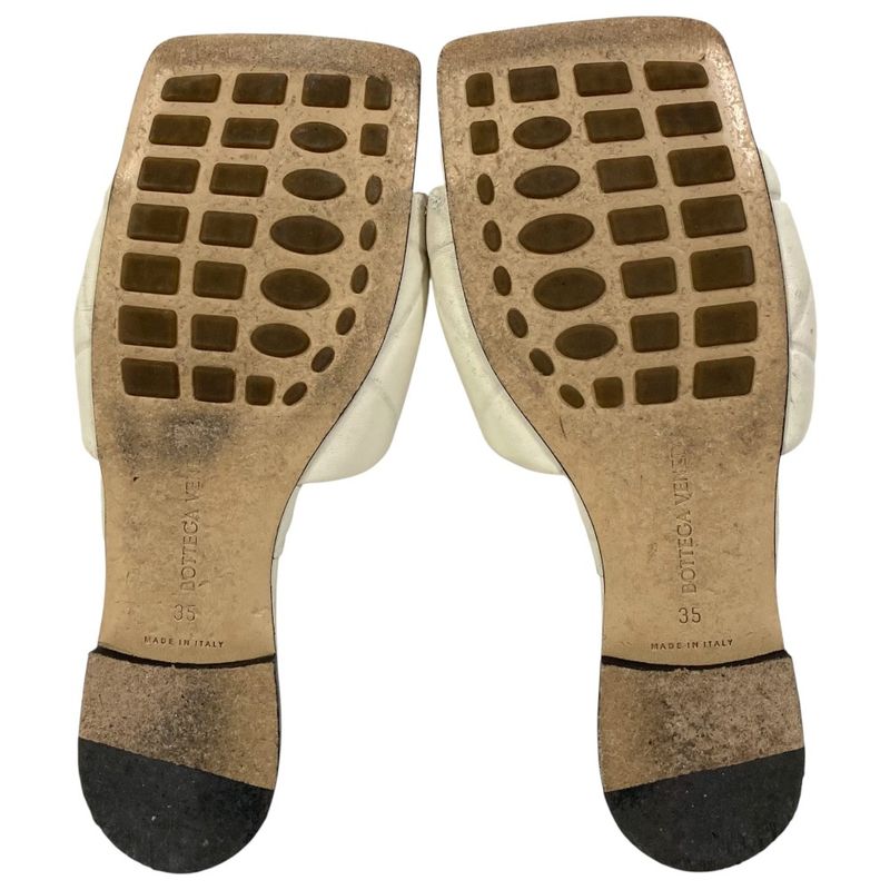 BOTTEGA VENETA Lido Square Toe Flat Sandals 35 Approx 22cm Off White