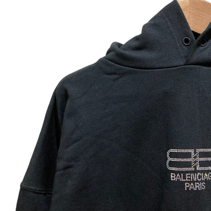 BALENCIAGA BB Logo Rhinestone Hoodie Parka 578135 M Size Black Men's Women's