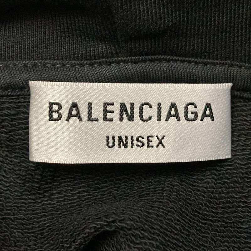 BALENCIAGA BB Logo Rhinestone Hoodie Parka 578135 M Size Black Men's Women's