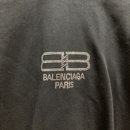 BALENCIAGA BB Logo Rhinestone Hoodie Parka 578135 M Size Black Men's Women's