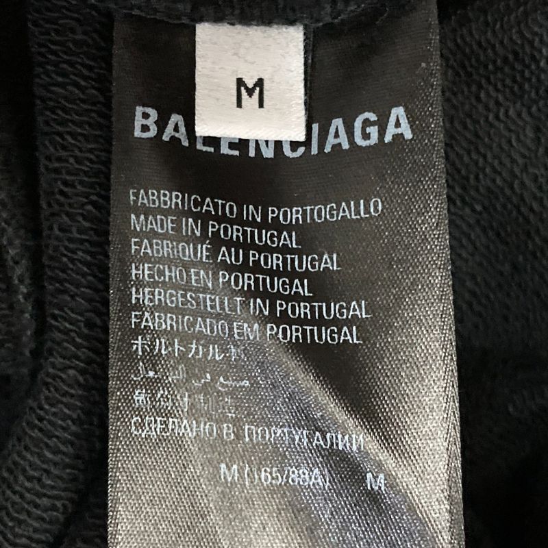 BALENCIAGA BB Logo Rhinestone Hoodie Parka 578135 M Size Black Men's Women's