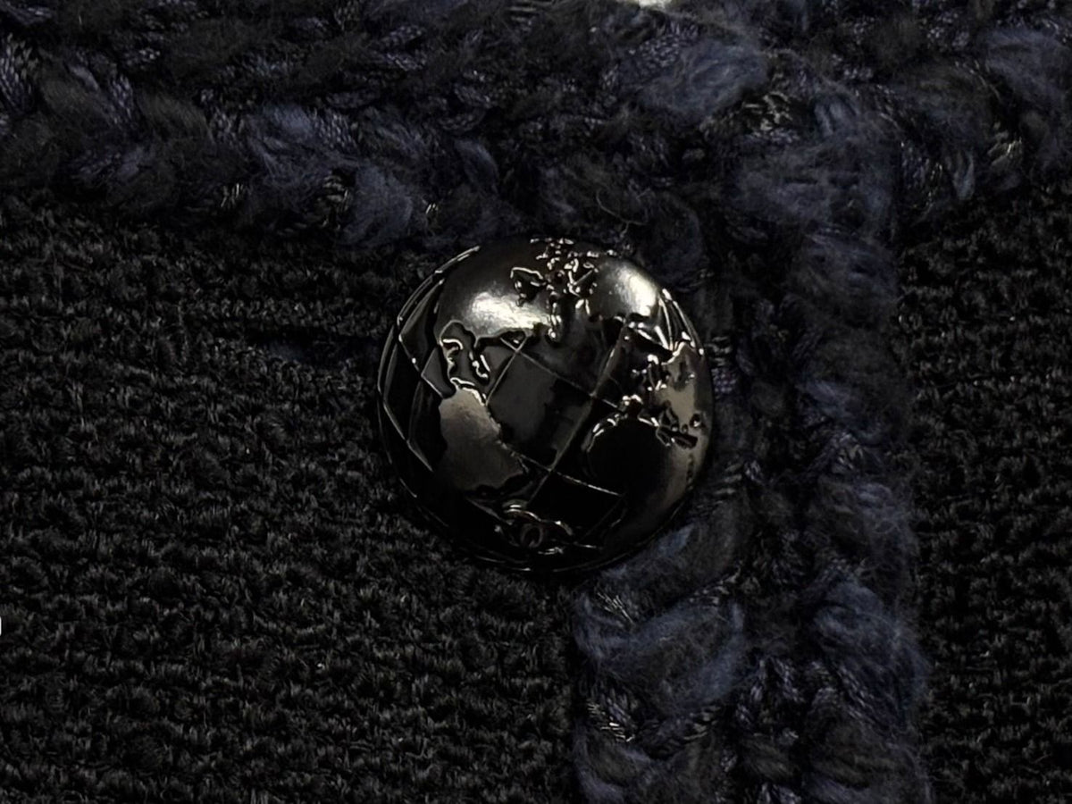 Chanel Tweed Jacket Sailor Color CC Logo Black White 36 — view 5