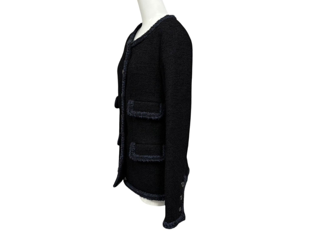 Chanel Tweed Jacket Sailor Color CC Logo Black White 36 — view 3