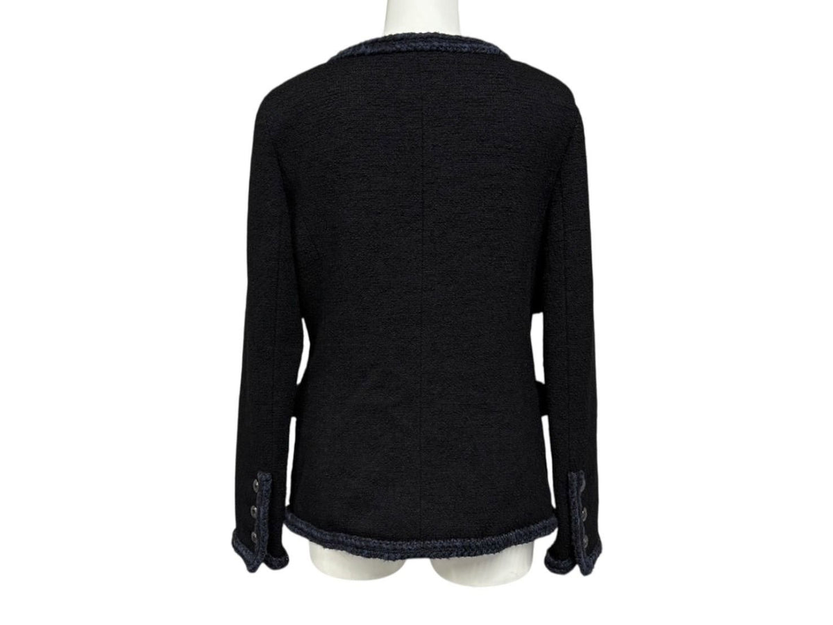 Chanel Tweed Jacket Sailor Color CC Logo Black White 36 — view 2
