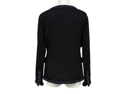 Chanel Tweed Jacket Sailor Color CC Logo Black White 36 — view 2