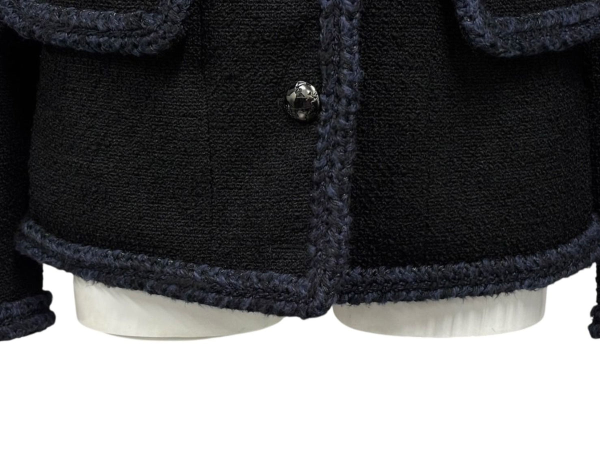 Chanel Tweed Jacket Sailor Color CC Logo Black White 36 — view 8