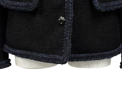 Chanel Tweed Jacket Sailor Color CC Logo Black White 36 — view 8