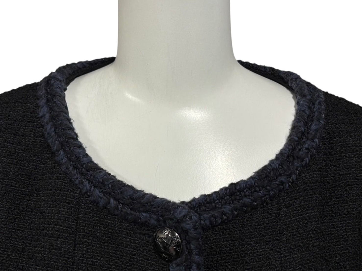 Chanel Tweed Jacket Sailor Color CC Logo Black White 36 — view 4