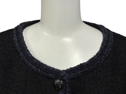 Chanel Tweed Jacket Sailor Color CC Logo Black White 36 — view 4