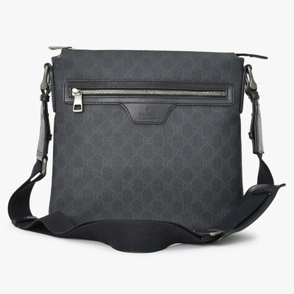 Gucci GG Supreme Shoulder Bag Black Canvas Silver