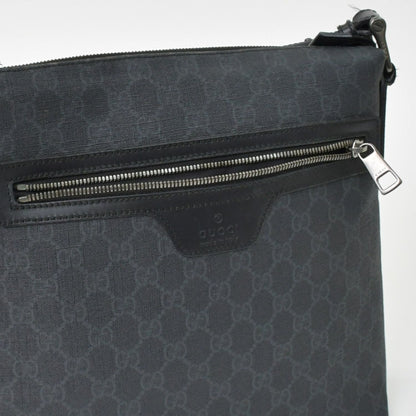 Gucci GG Supreme Shoulder Bag Black Canvas Silver — view 7