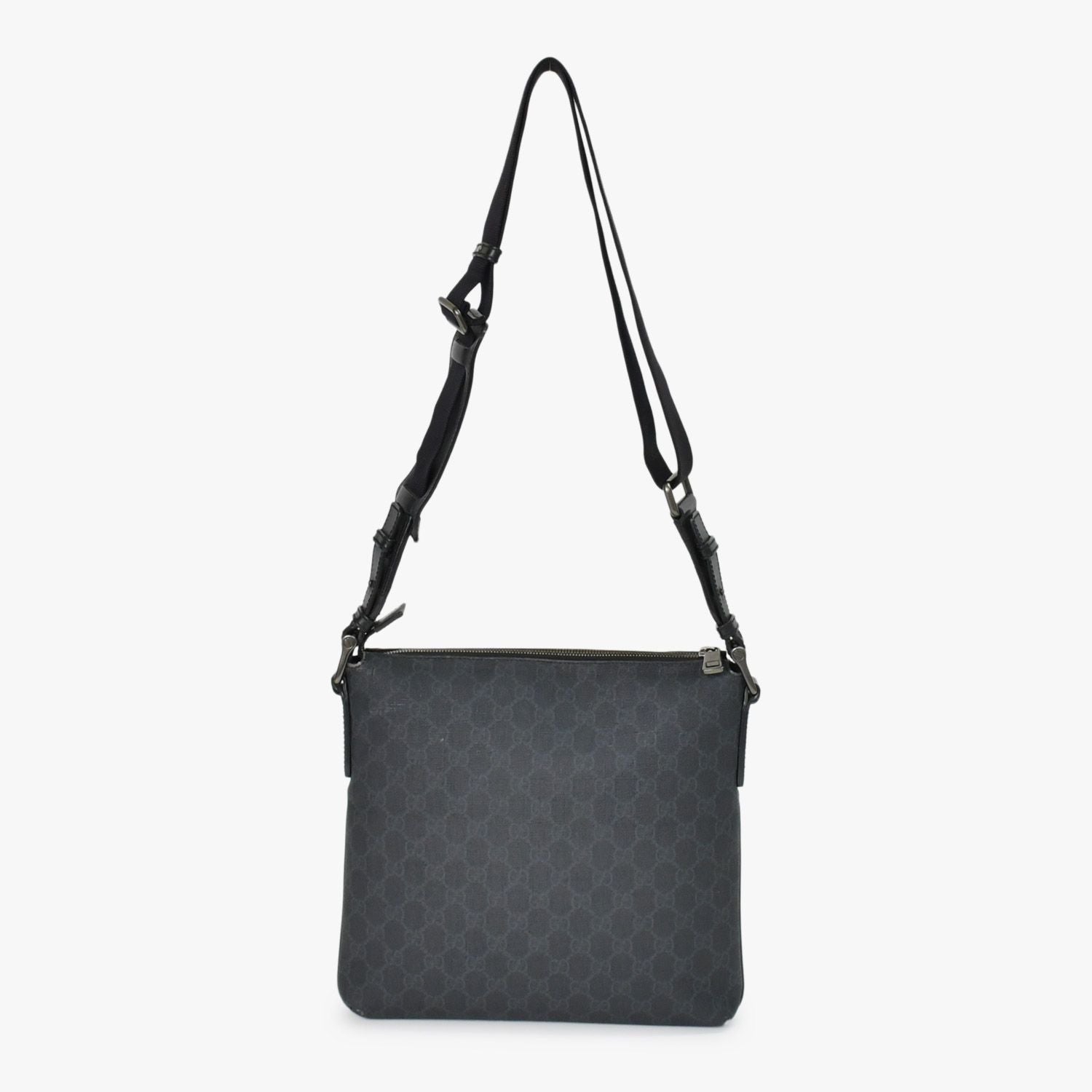 Gucci GG Supreme Shoulder Bag Black Canvas Silver — view 4
