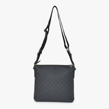 Gucci GG Supreme Shoulder Bag Black Canvas Silver — view 4