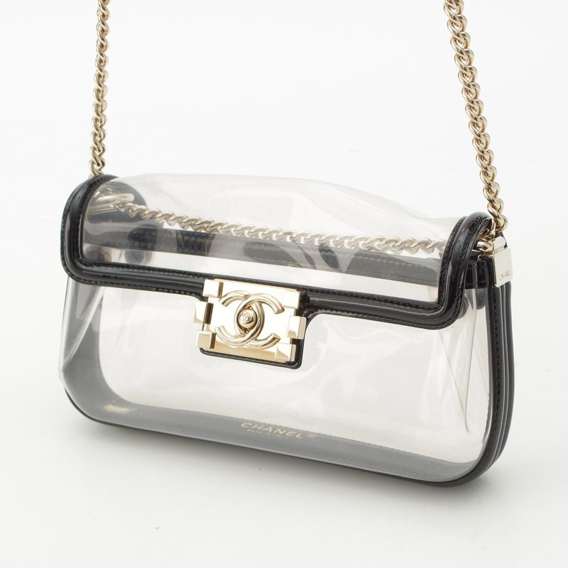 CHANEL Boy CHANEL Vinyl Mini Coco Mark 17th Series Shoulder Bag A67557 Clear