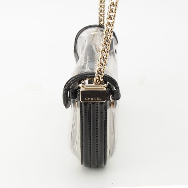 CHANEL Boy CHANEL Vinyl Mini Coco Mark 17th Series Shoulder Bag A67557 Clear