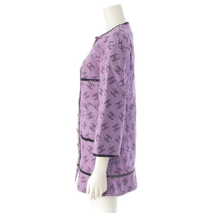 CHANEL 22S Coco Mark Full Logo Sequin No Color Long Jacket Dress P72568 Purple