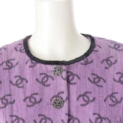 CHANEL 22S Coco Mark Full Logo Sequin No Color Long Jacket Dress P72568 Purple