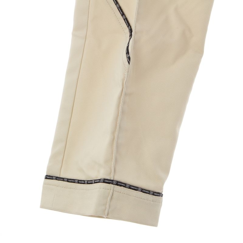 CHANEL Sports 04P Logo Line Tuck Straight Pants Bottoms P22997 Off-white 36