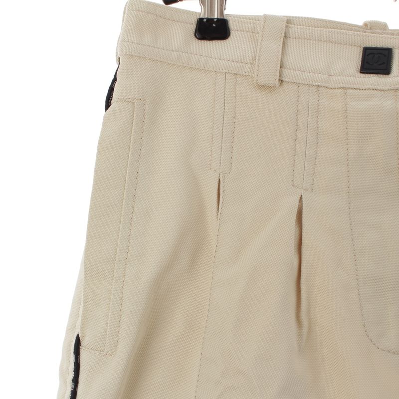 CHANEL Sports 04P Logo Line Tuck Straight Pants Bottoms P22997 Off-white 36