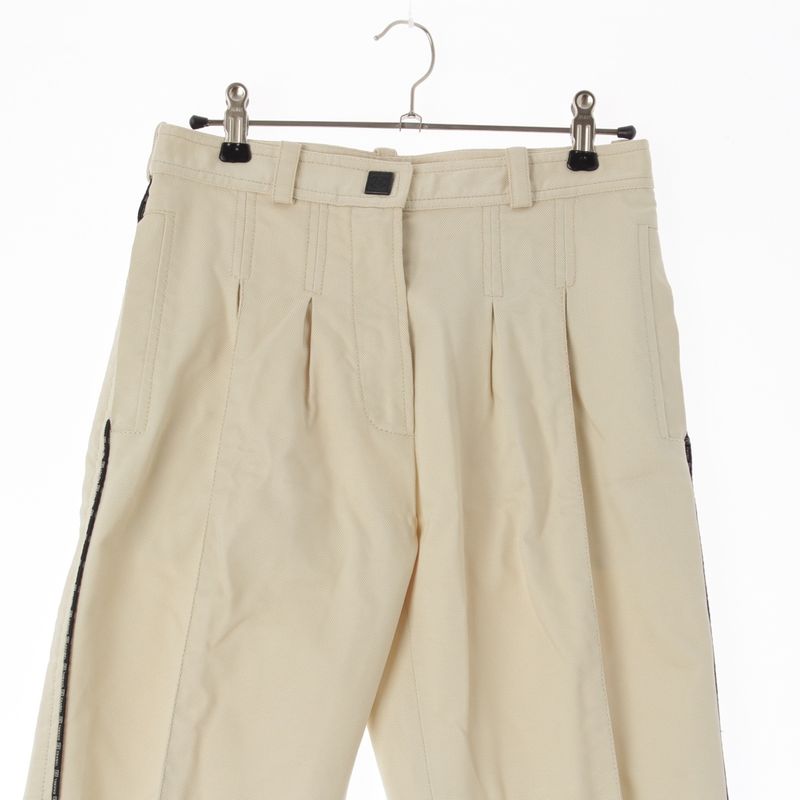 CHANEL Sports 04P Logo Line Tuck Straight Pants Bottoms P22997 Off-white 36