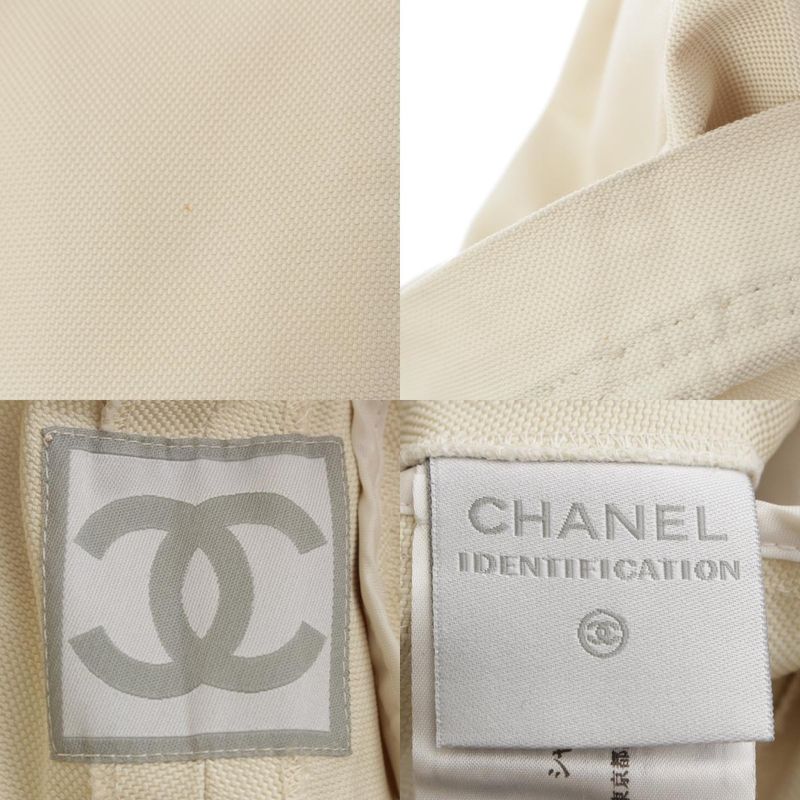 CHANEL Sports 04P Logo Line Tuck Straight Pants Bottoms P22997 Off-white 36