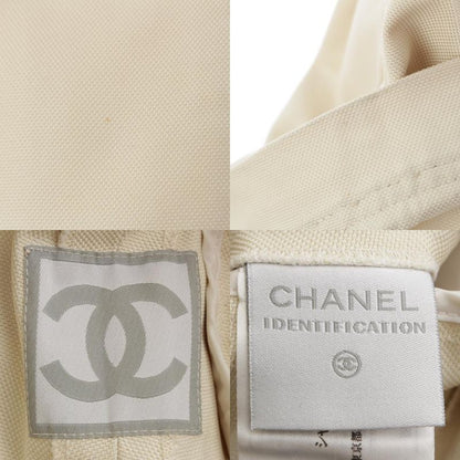 CHANEL Sports 04P Logo Line Tuck Straight Pants Bottoms P22997 Off-white 36