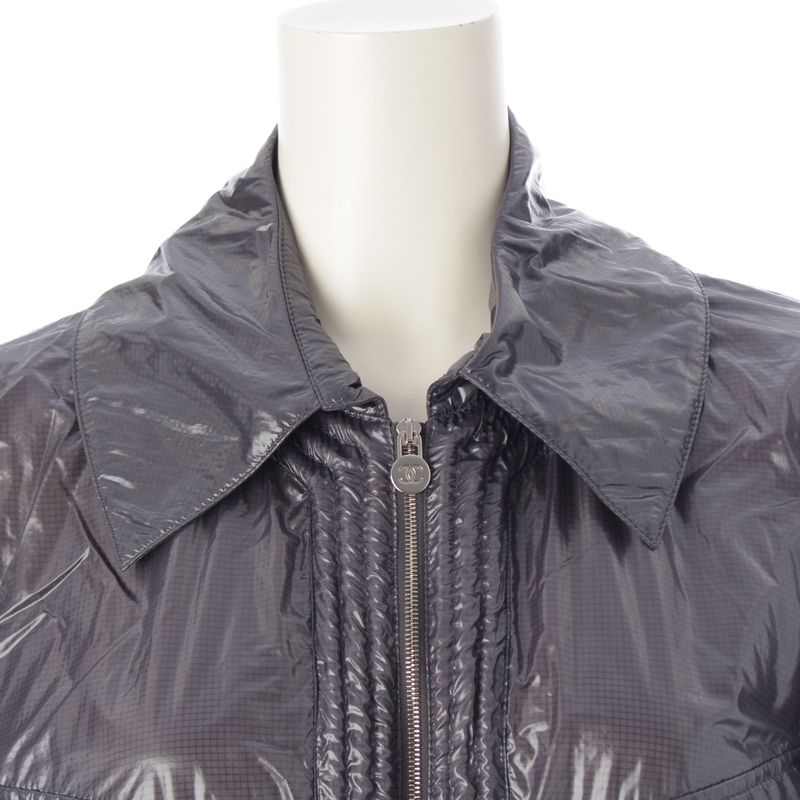 CHANEL Nylon Coco Mark Long Coat Outerwear- P54946 Gray- 38