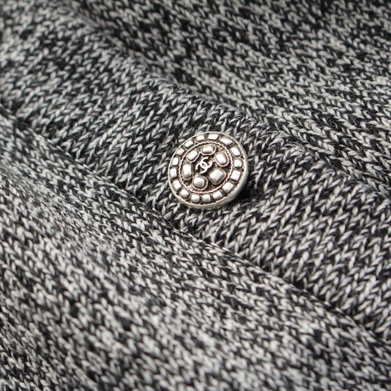 CHANEL Wool Coco Button Knit Dress P39910 Gray 36