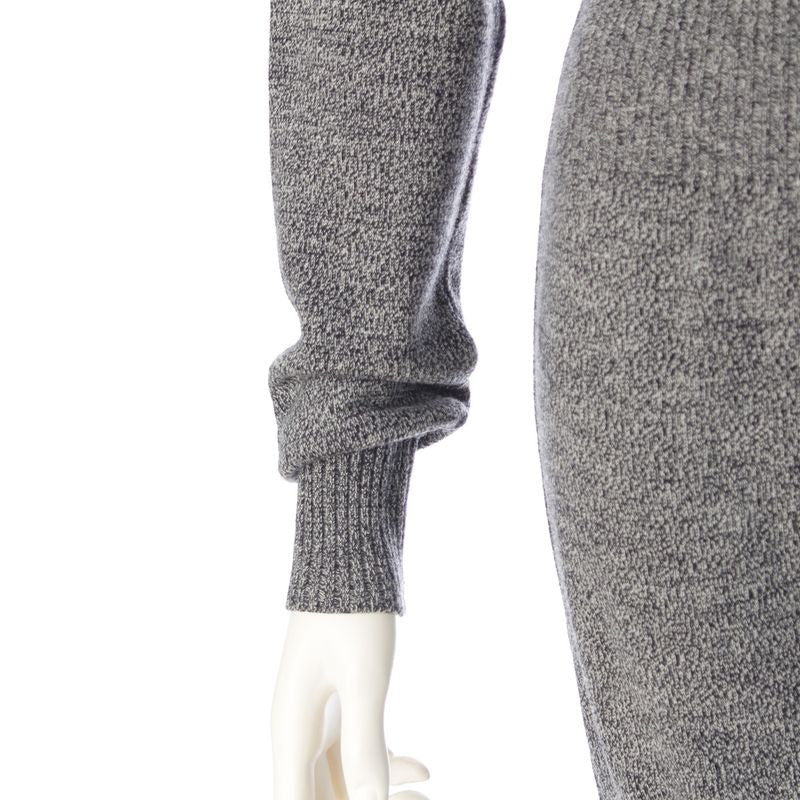 CHANEL Wool Coco Button Knit Dress P39910 Gray 36