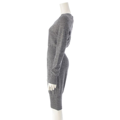 CHANEL Wool Coco Button Knit Dress P39910 Gray 36