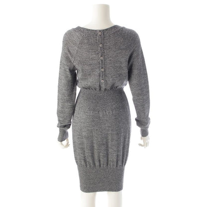 CHANEL Wool Coco Button Knit Dress P39910 Gray 36