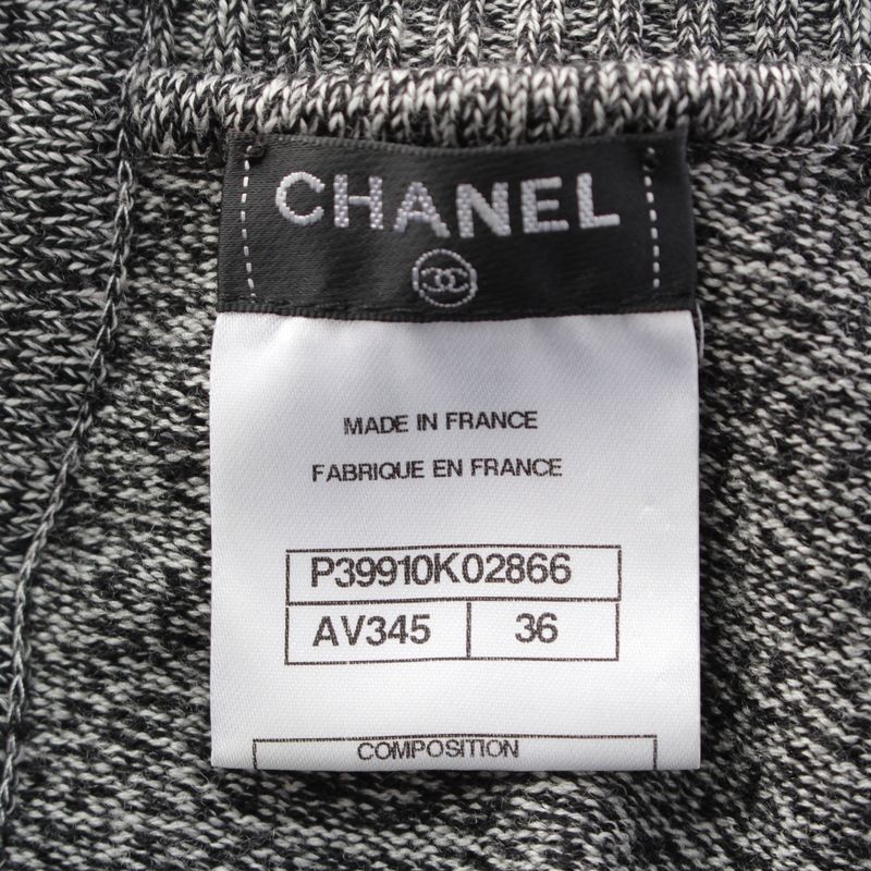 CHANEL Wool Coco Button Knit Dress P39910 Gray 36