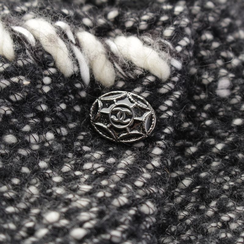 CHANEL Cashmere Wool Coco Mark Fur Dress P39939 Gray 36