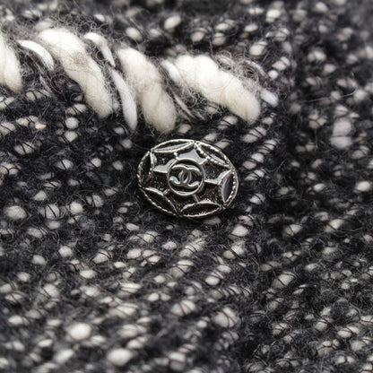 CHANEL Cashmere Wool Coco Mark Fur Dress P39939 Gray 36