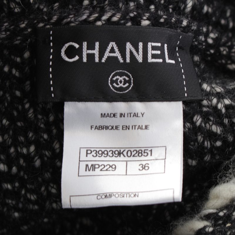 CHANEL Cashmere Wool Coco Mark Fur Dress P39939 Gray 36