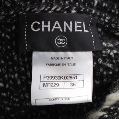 CHANEL Cashmere Wool Coco Mark Fur Dress P39939 Gray 36