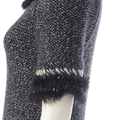 CHANEL Cashmere Wool Coco Mark Fur Dress P39939 Gray 36