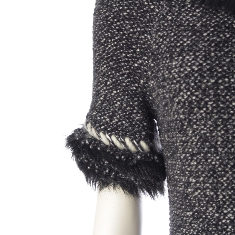 CHANEL Cashmere Wool Coco Mark Fur Dress P39939 Gray 36