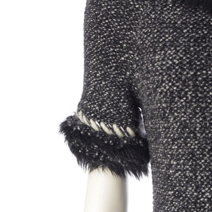 CHANEL Cashmere Wool Coco Mark Fur Dress P39939 Gray 36