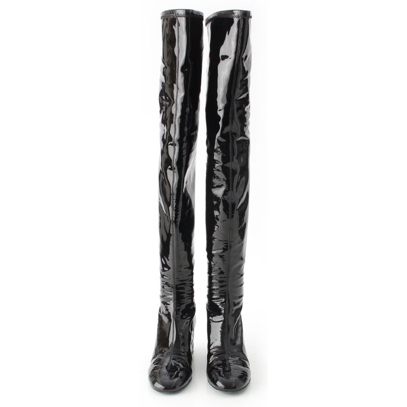 CHANEL 2024 2025 Patent Métiers D'art Collection Thigh High Boots Shoes G46564